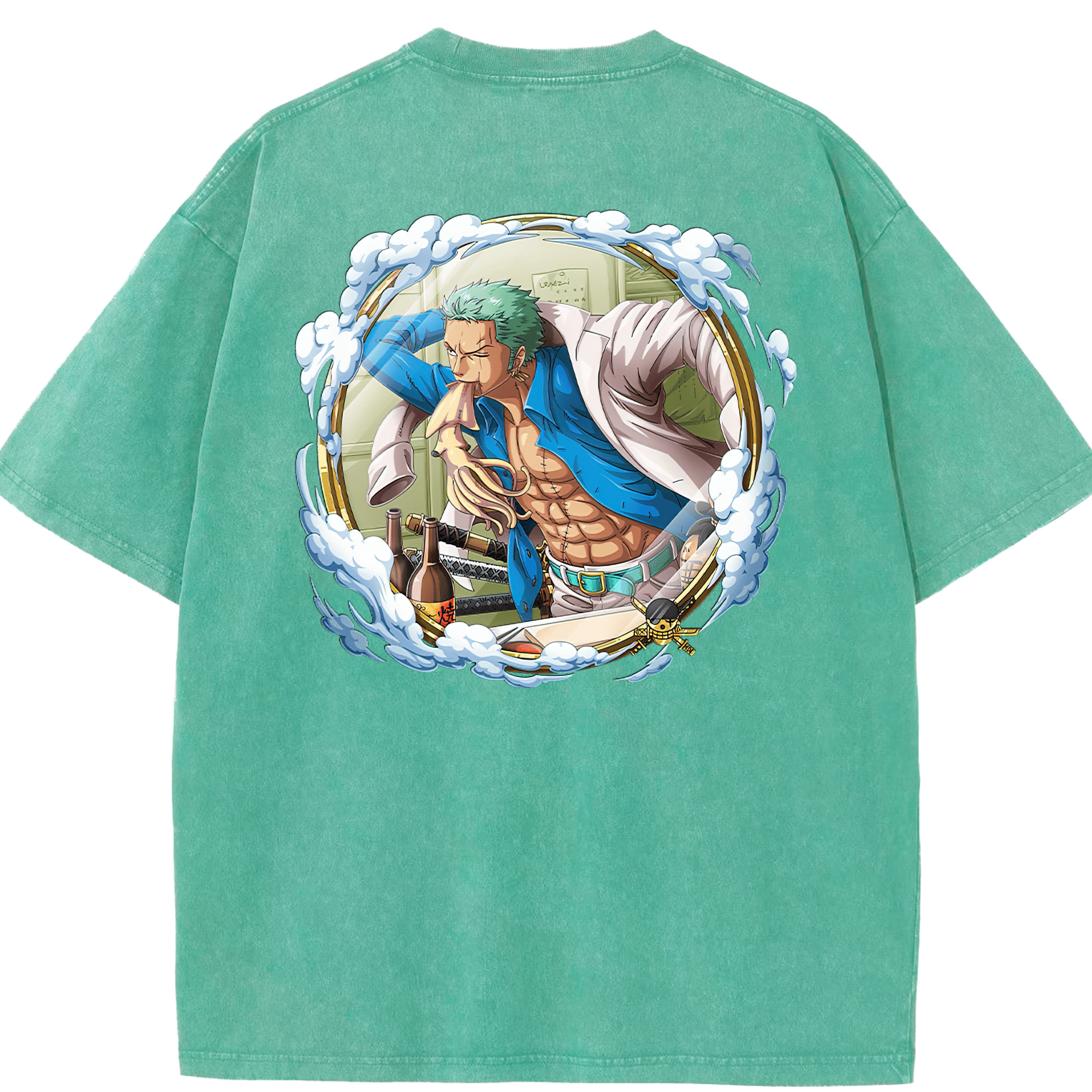 ワンピース ロロノア・ゾロ ONE PIECE Roronoa Zoro 綿100% ヴィンテージ風 半袖Tシャツ（背面プリント）